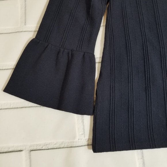 Ann Taylor Textured Ruffle Cuff Sweater Navy - Picture 5 of 5